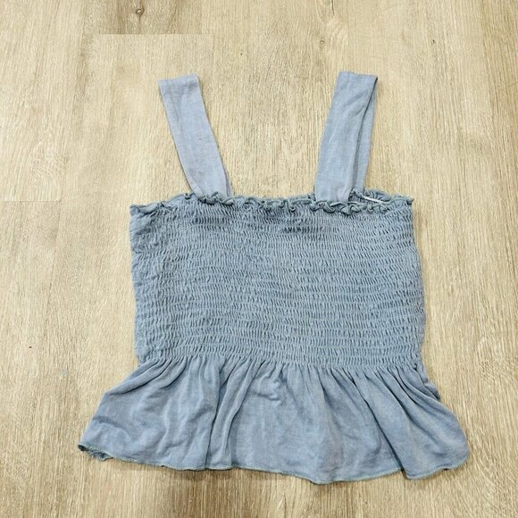 NWOT Urban Outfitters Demi Smocked Peplum Light Blue Tank Top Women's Size Small - Picture 4 of 4
